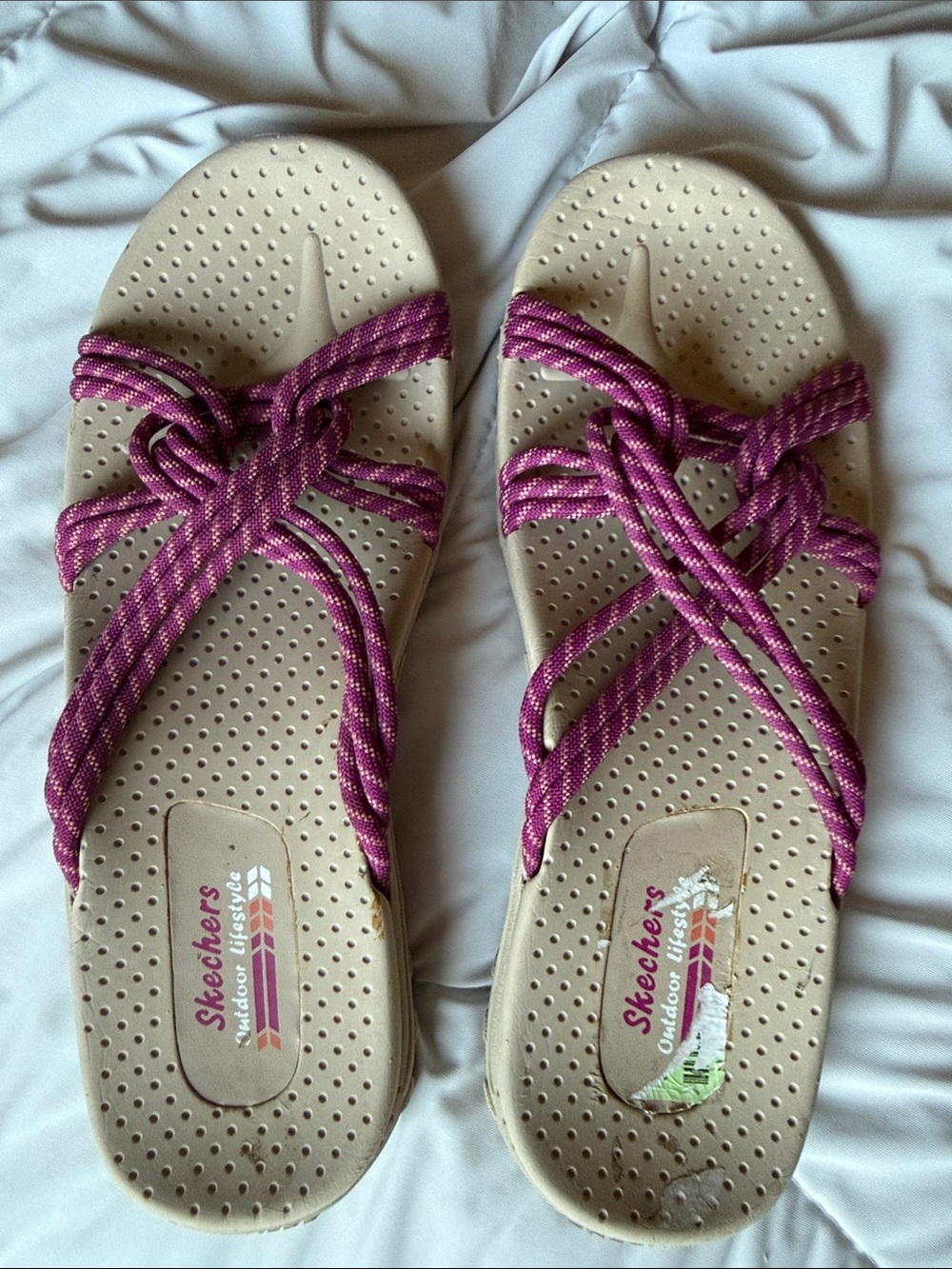 Skechers Women’s Fuchsia Braided Rope Slide Sandals